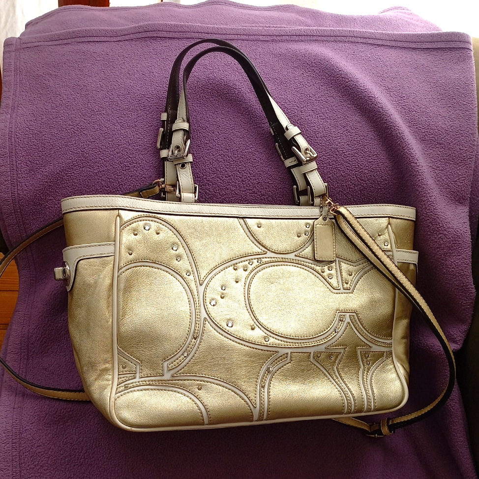 Gold Coach F13121 Pierced Studded C Gallery Tote